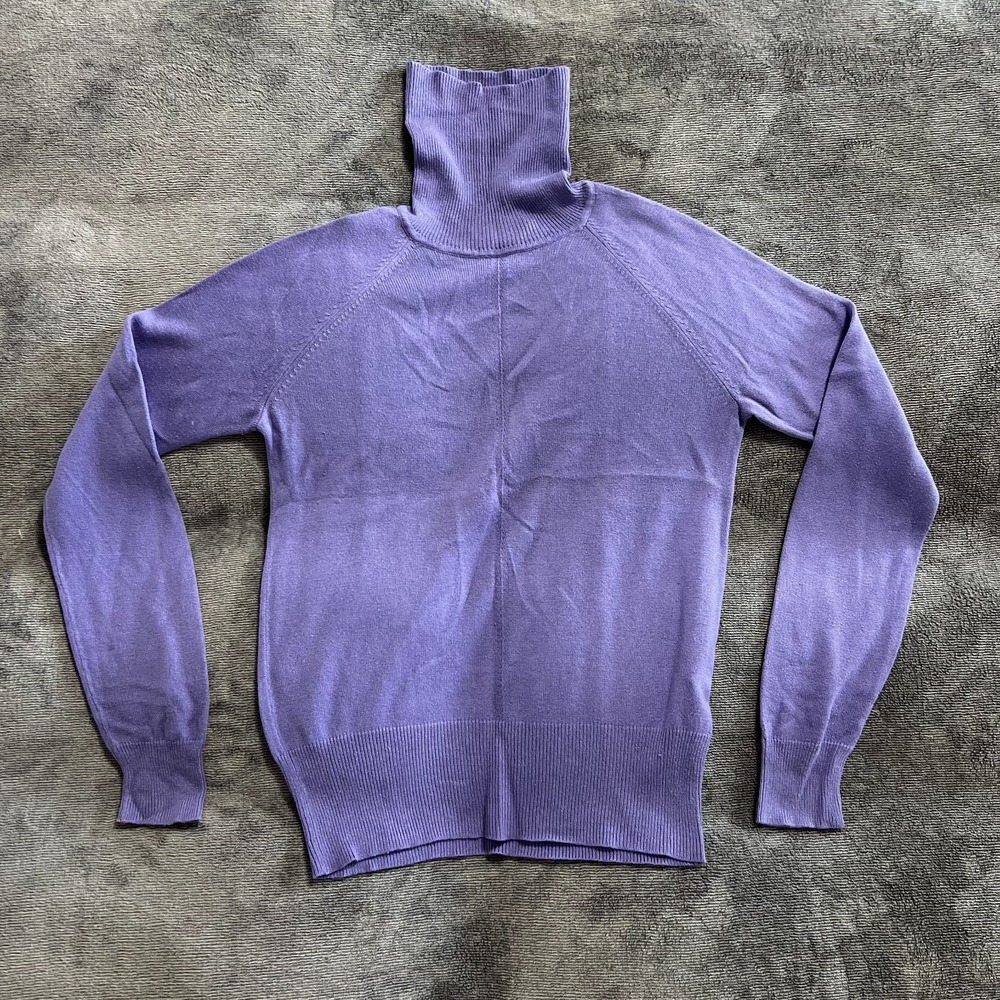 Women's Casual Corner Silk And Cashmere Turtleneck Light Purple Size S Coquette